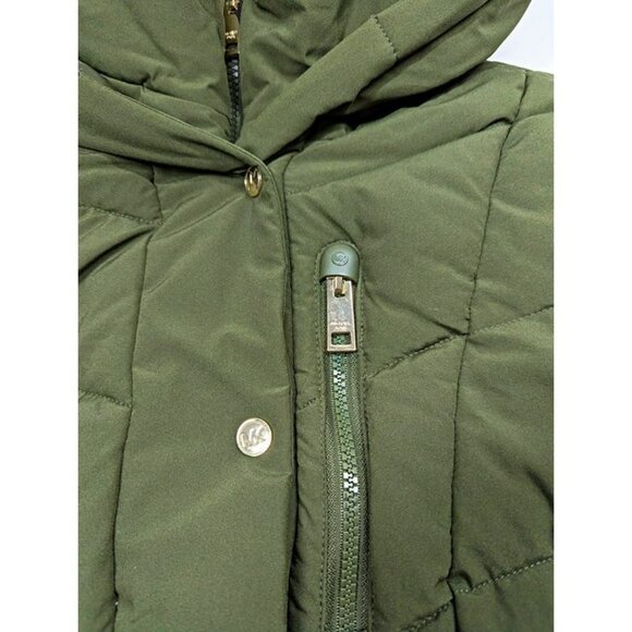Michael Kors Women's Plus Size Belted Olive Hooded Puffer Coat Size 1X MSRP $350 - Picture 6 of 9